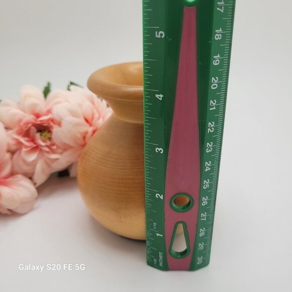 Vintage Hand Crafted Hand Turned Wooden Bud Vase BOHO 4" Blonde Wood - Picture 7 of 12